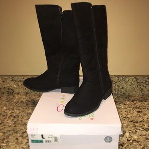 🔥Young girls boots black suede look. NWT! Size 5